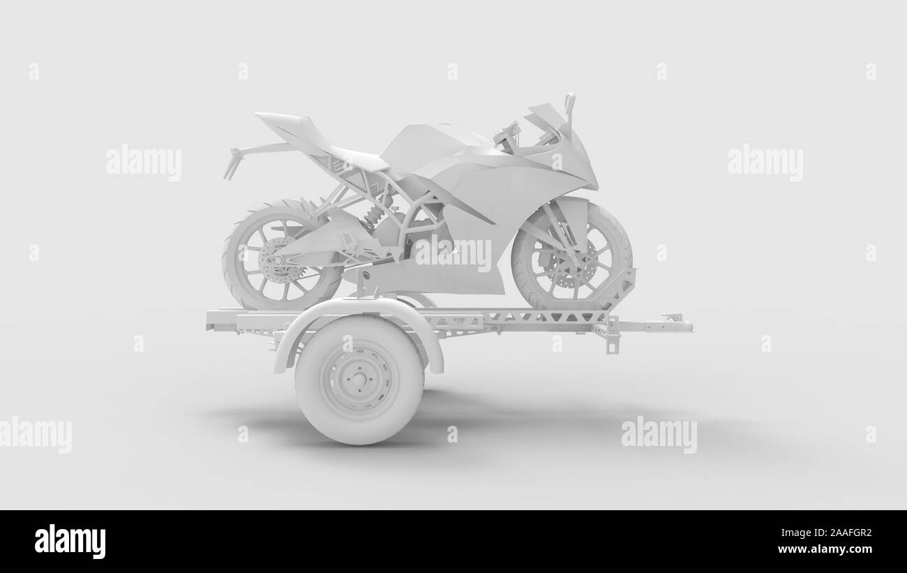 3d rendering of a motorcycle on a trailer isolated in studio background ...