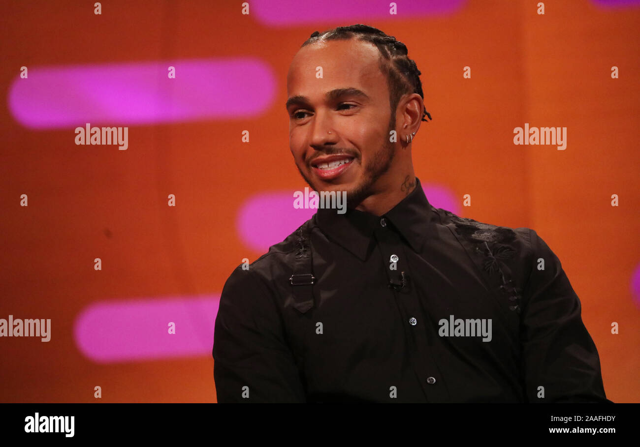 Lewis Hamilton during the filming for the Graham Norton Show at BBC Studioworks 6 Television Centre Wood Lane London to be aired on BBC One on Friday evening Stock Photo Alamy