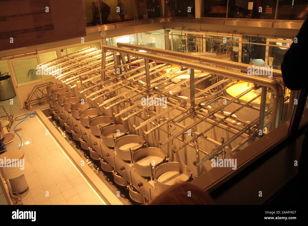 Cheese factory in switzerland. Shop for the production of cheese Stock