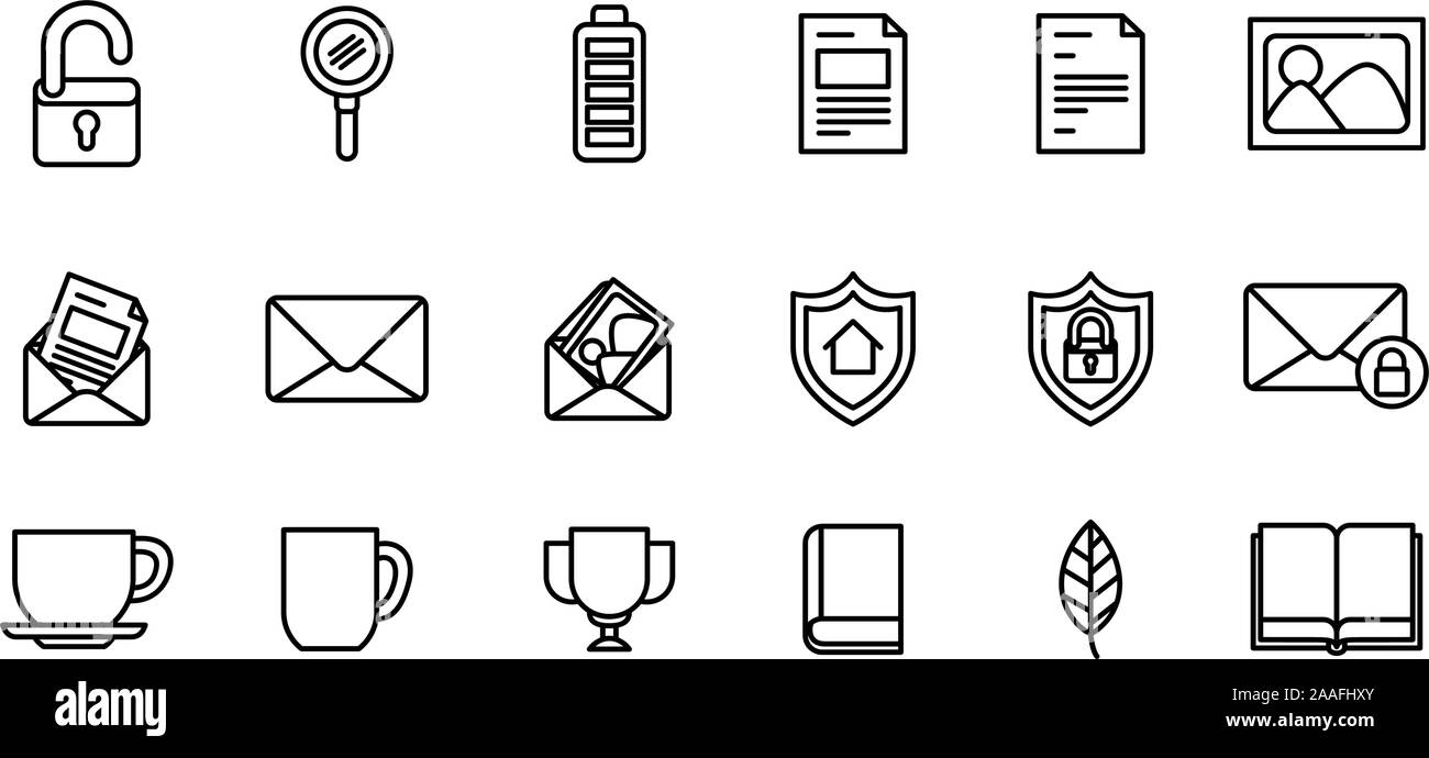 User interface and social media line icon set design Stock Vector Image ...