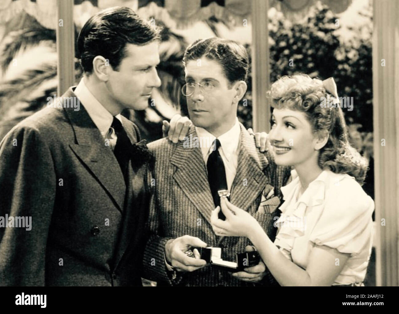 THE PAM BEACH STORY 1942 film with Claudette Colbert and Joel McRea and Rudy Vallee centre Stock Photo