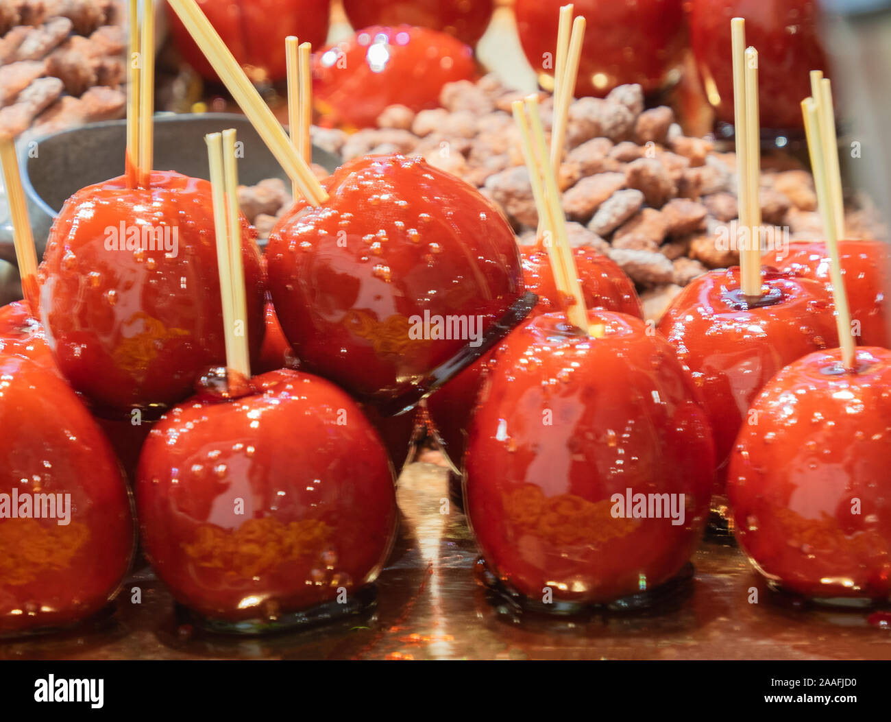 candy apple, a classic Halloween recipe, delicious all year round Stock Photo