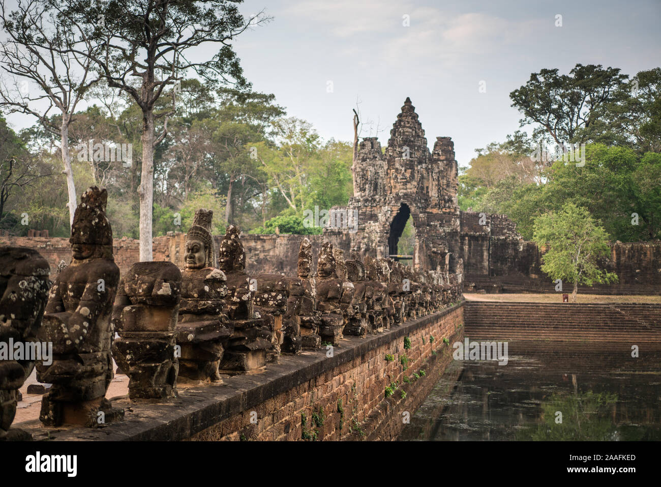 Tonle Om Gate (South Gate), Siem Reap, Cambodia, Asia. Stock Photo