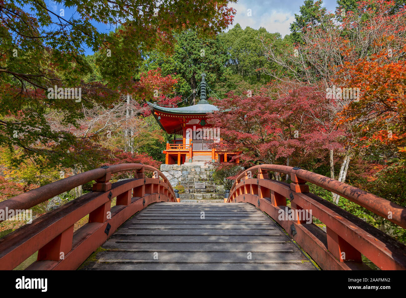 Daigoji temple and autumn maple trees in Kyoto Stock Photo