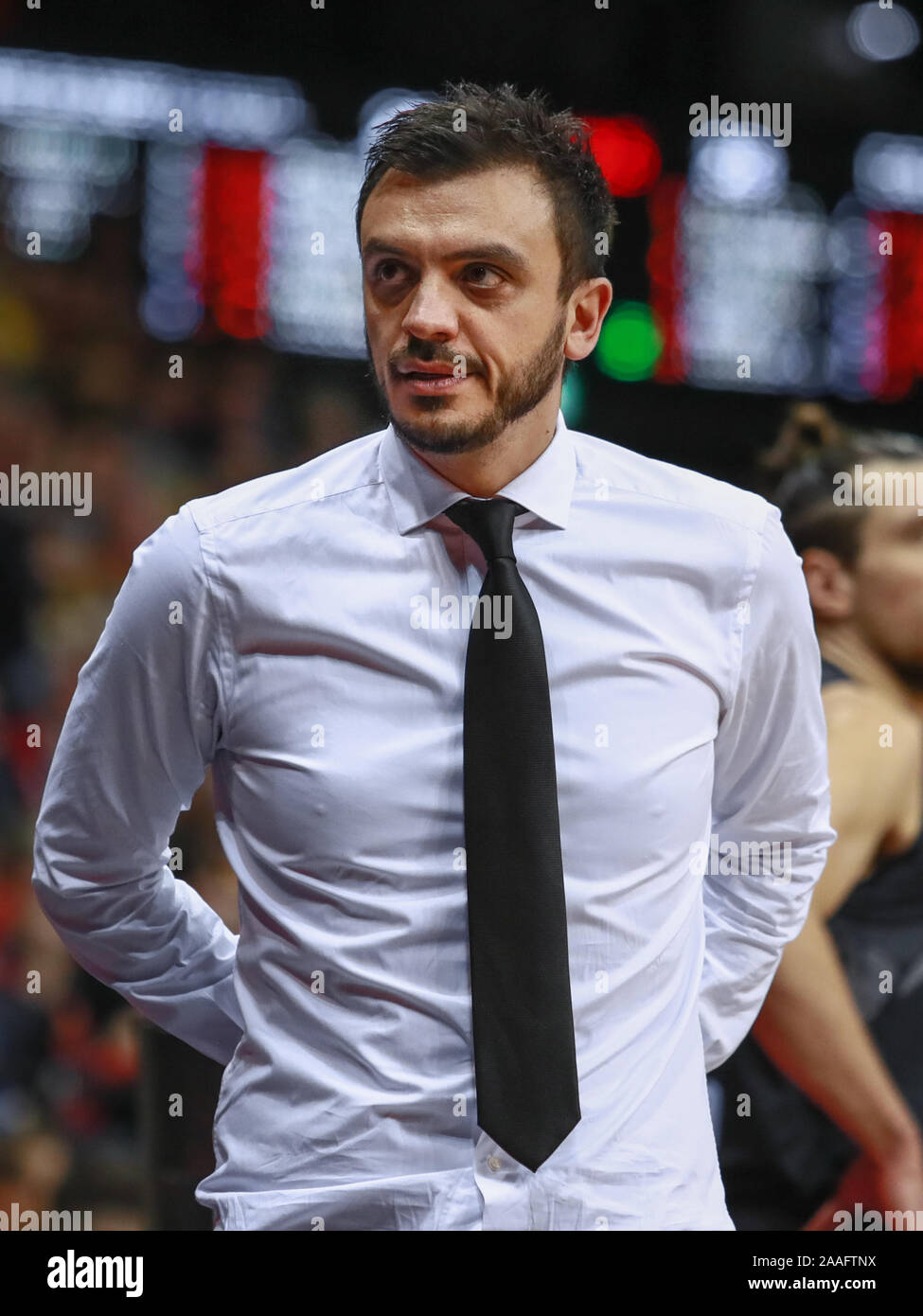 Oldenburg, Germany, November 20, 2019: Nicola Brienza, head coach of Aquila Basket Trento, during a Eurocup match at the Kleine EWE Arena. Stock Photo