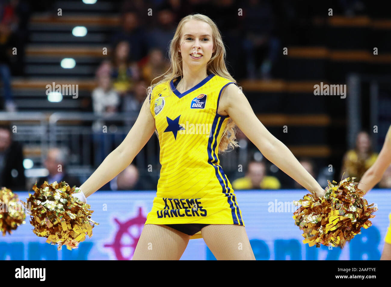 Oldenburg, Germany, November 20, 2019 cheerleader of the EWE Baskets