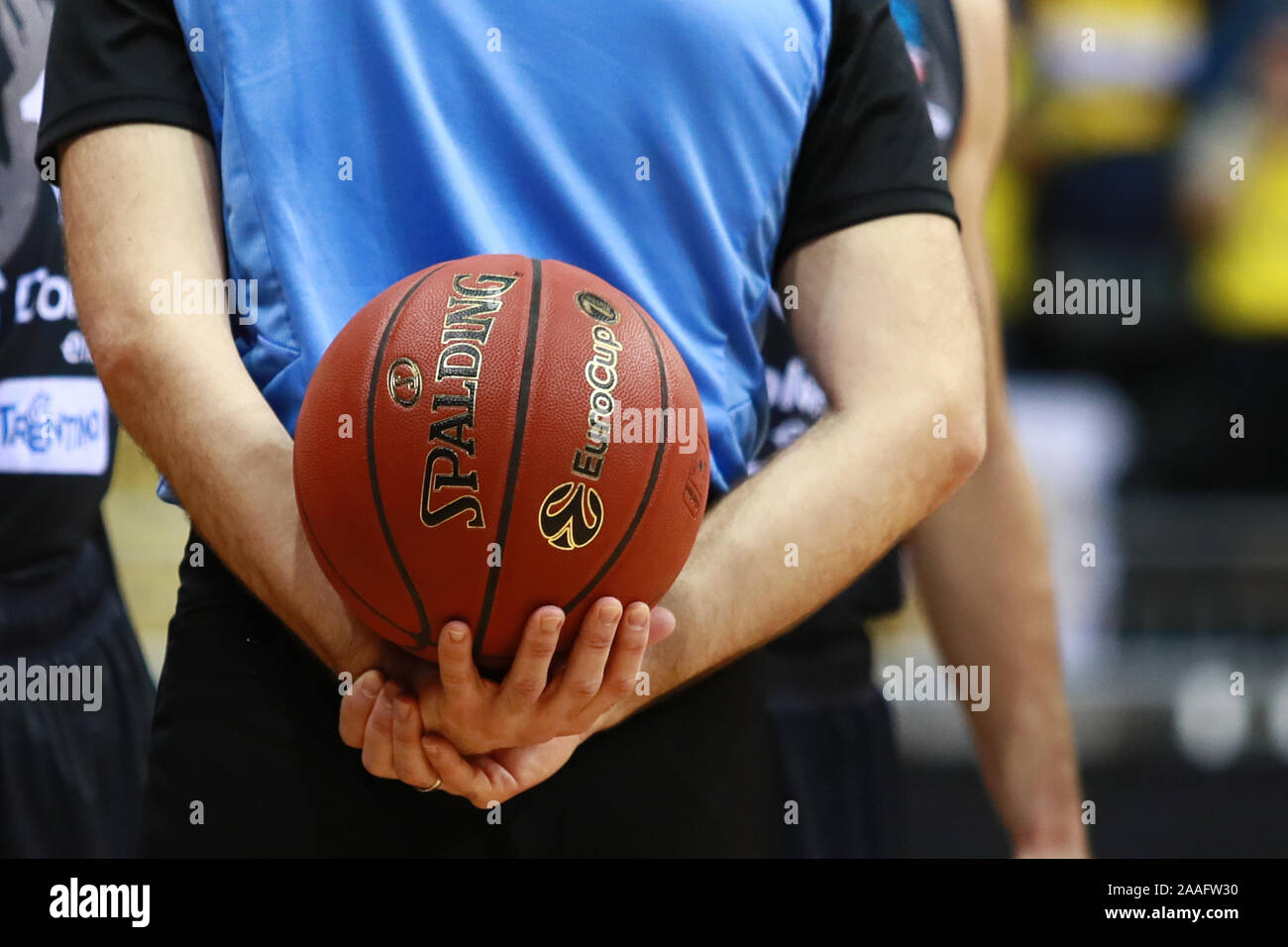 Oldenburg, Germany, November 20, 2019: a referee holds the official Eurocup  game ball during the a Eurocup basketball match Stock Photo - Alamy