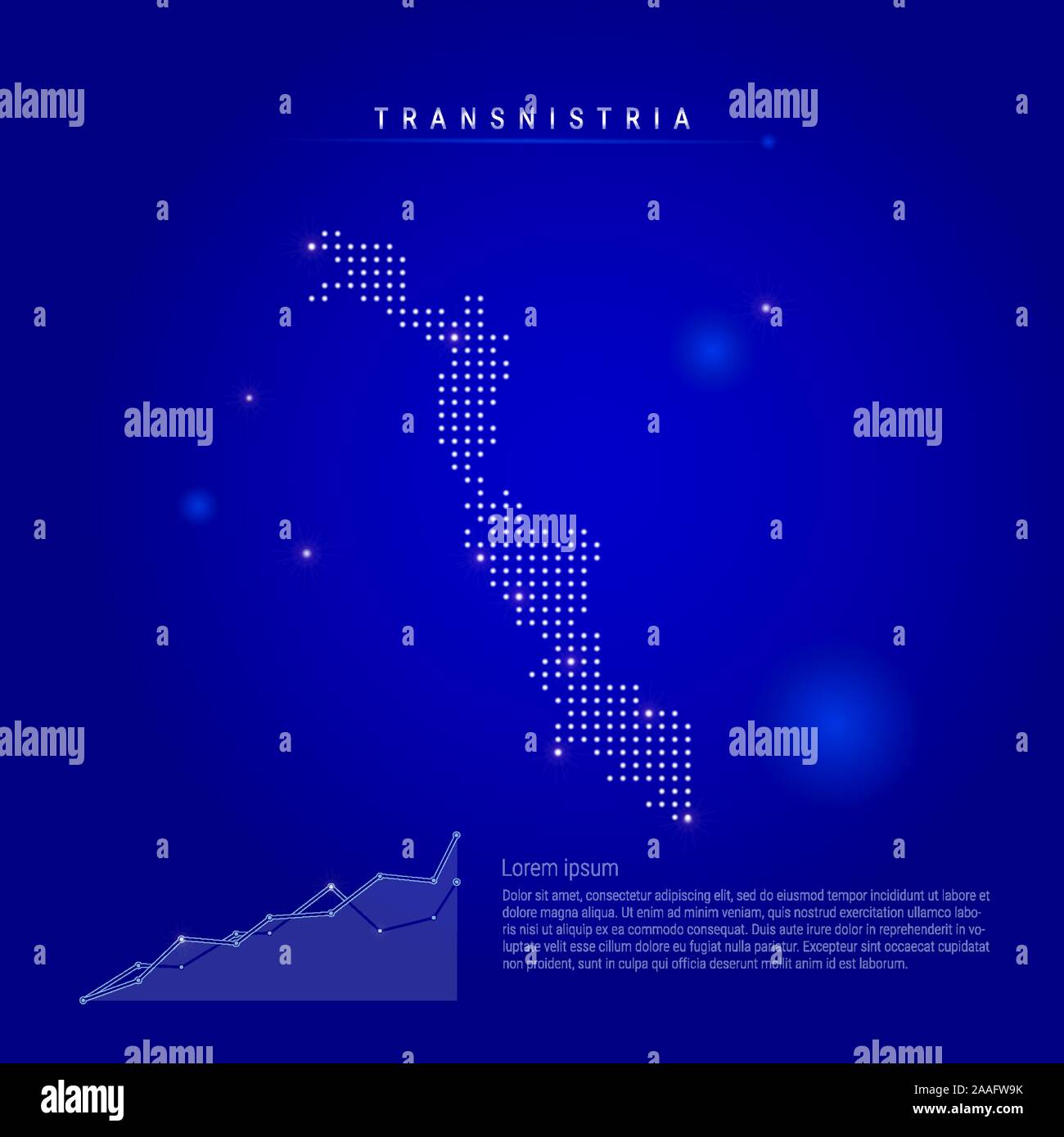Transnistria or Transdniestria illuminated map with glowing dots 
