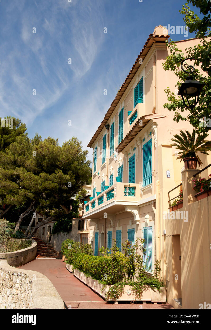 Pretty house overlooking  Fontvielle Monte Carlo Monaco Stock Photo