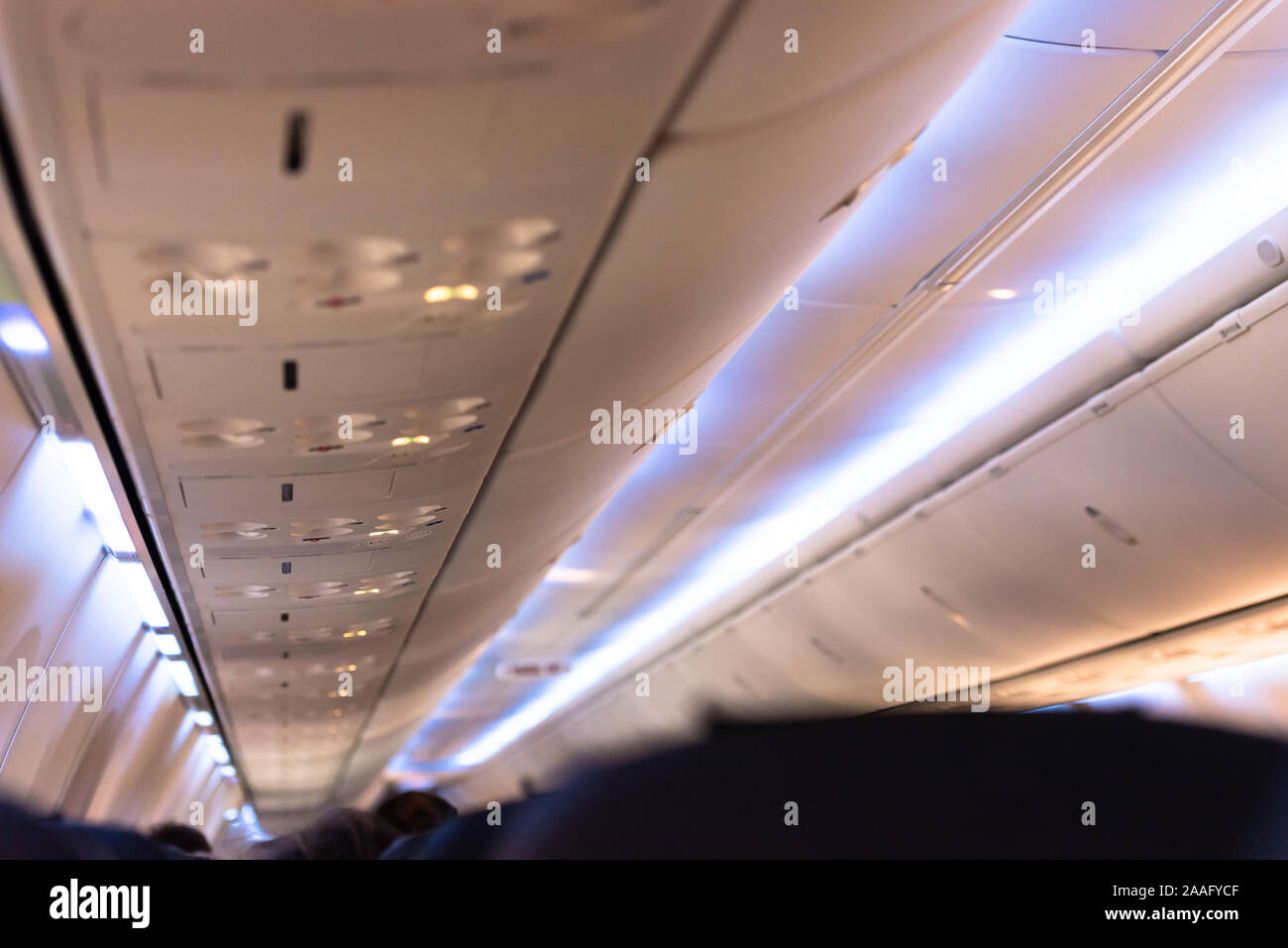 The Cabin Of The Passenger Aircraft Airliner Ceiling Light