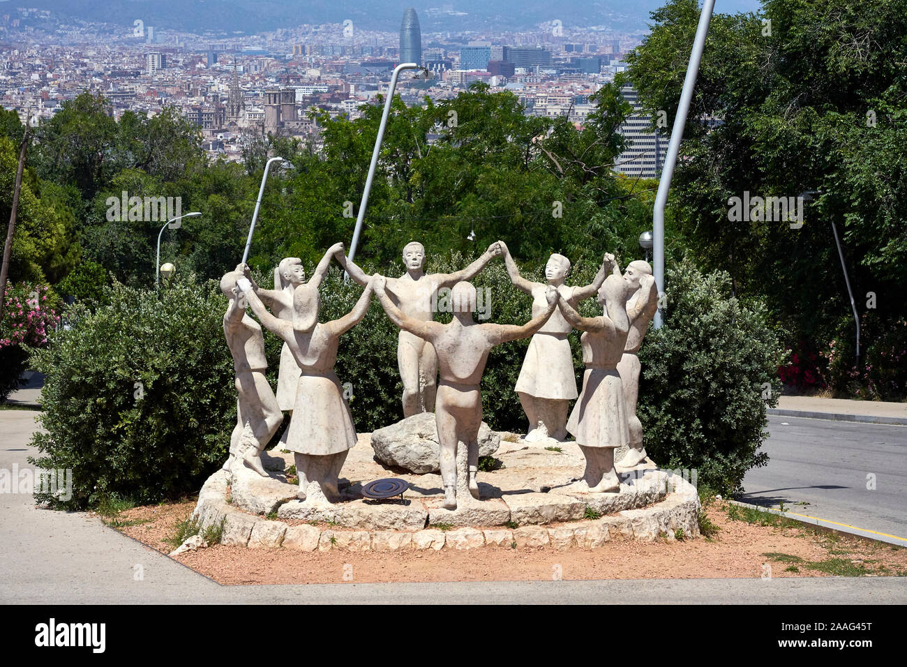 The statue symbolizes the Sardana dance at the Montjuic in Barcelona ...