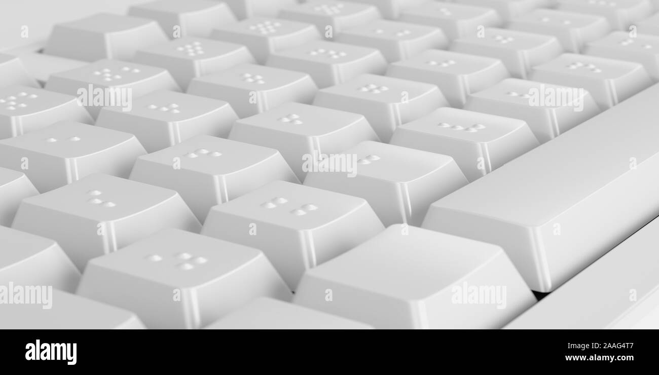 White keyboard for blind people. Keys with braille signs. Computer access  for the disabled Stock Photo - Alamy