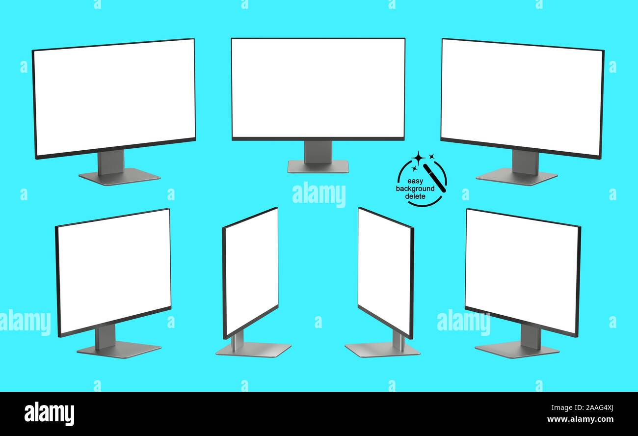 Several monitors with different perspectives. Stock Photo
