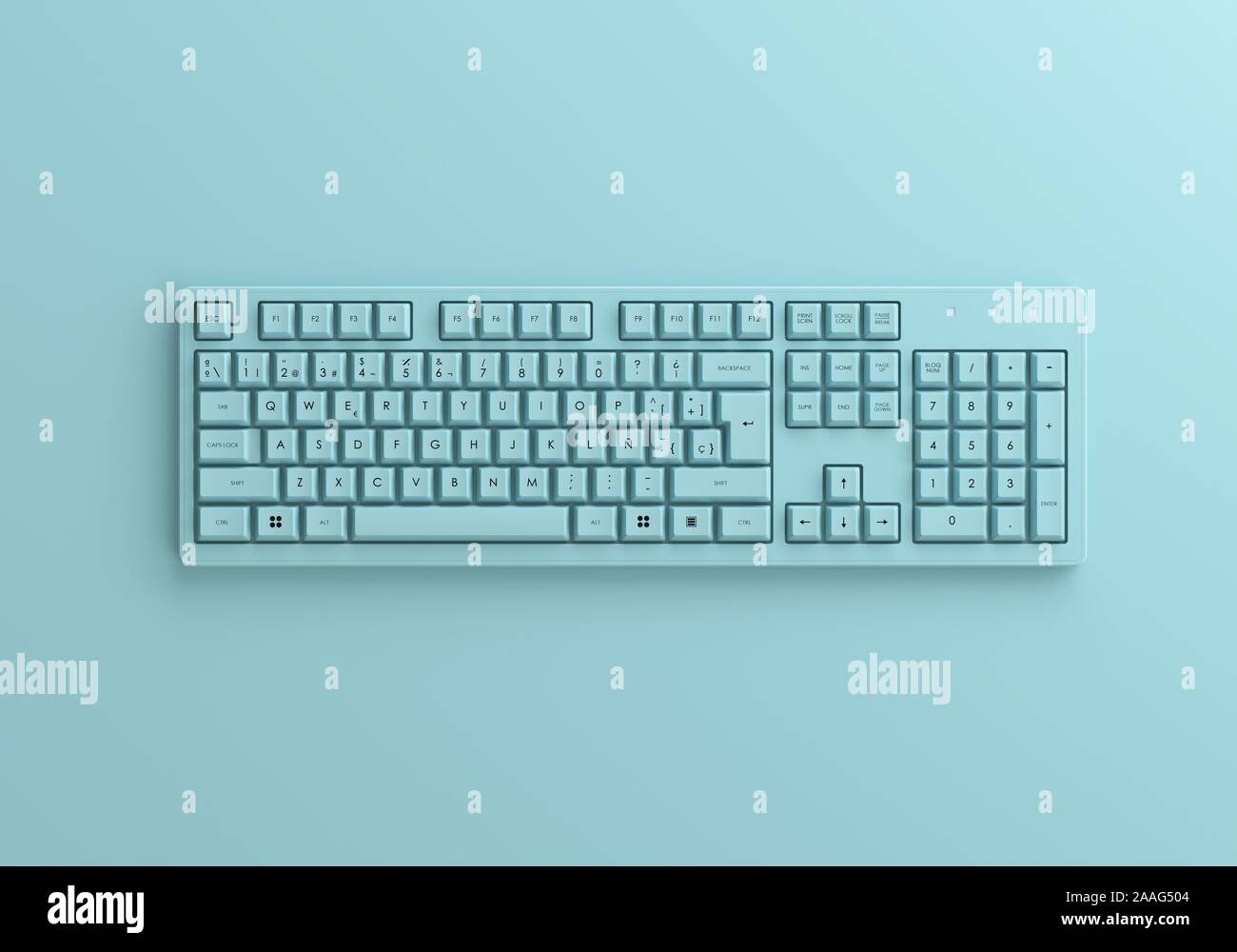 Backlit blue mechanical keyboard. Pastel colors Stock Photo Alamy
