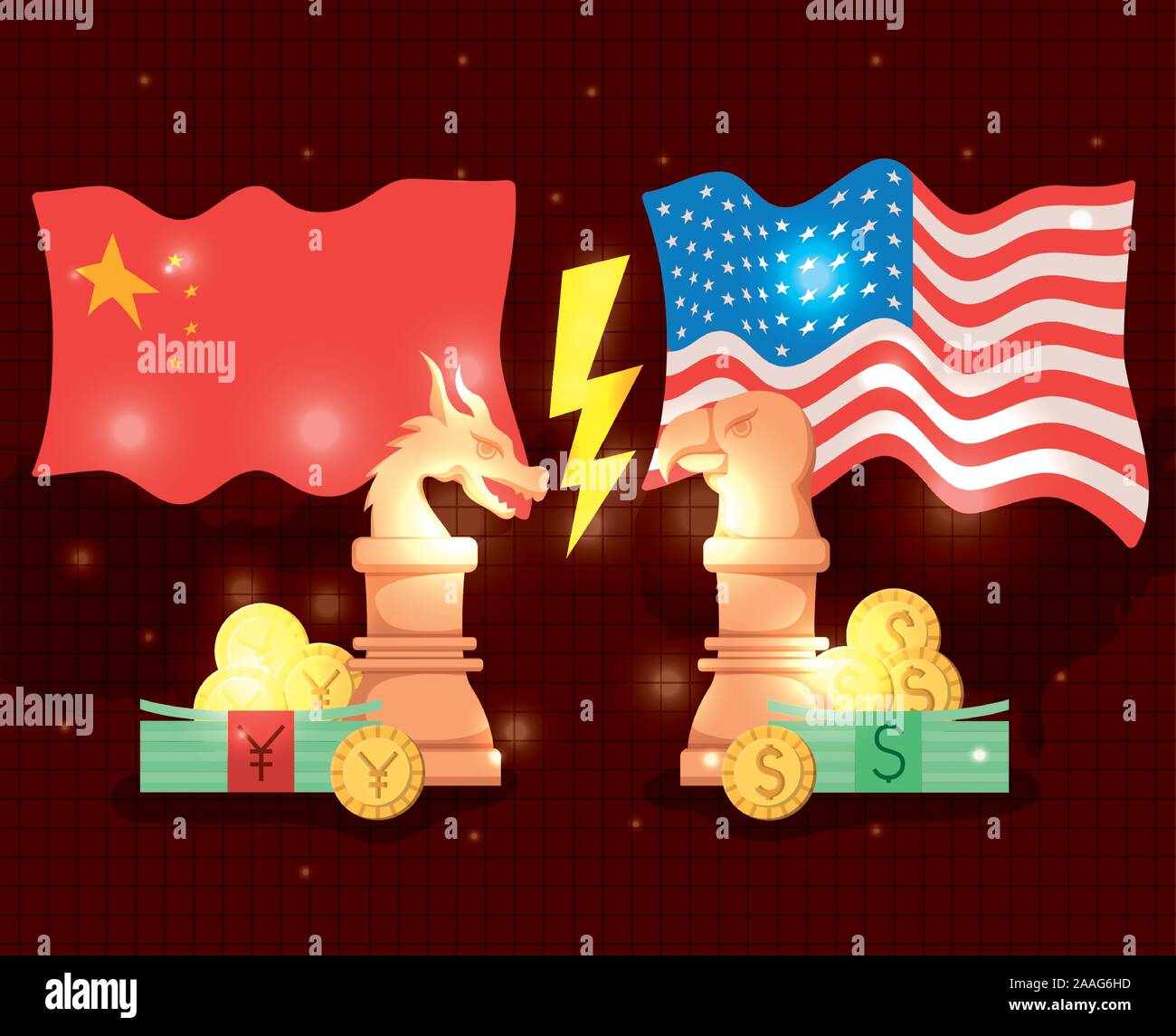 commercial war between china and usa vector design Stock Vector Image ...