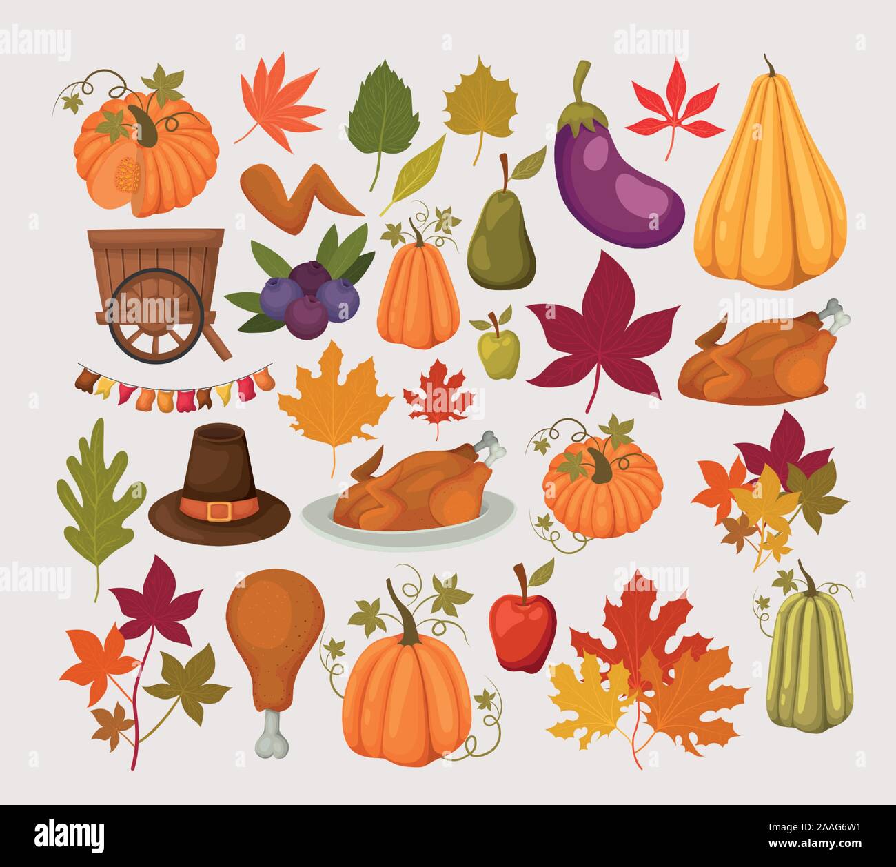 Happy thanksgiving day icon set vector design Stock Vector Image & Art ...