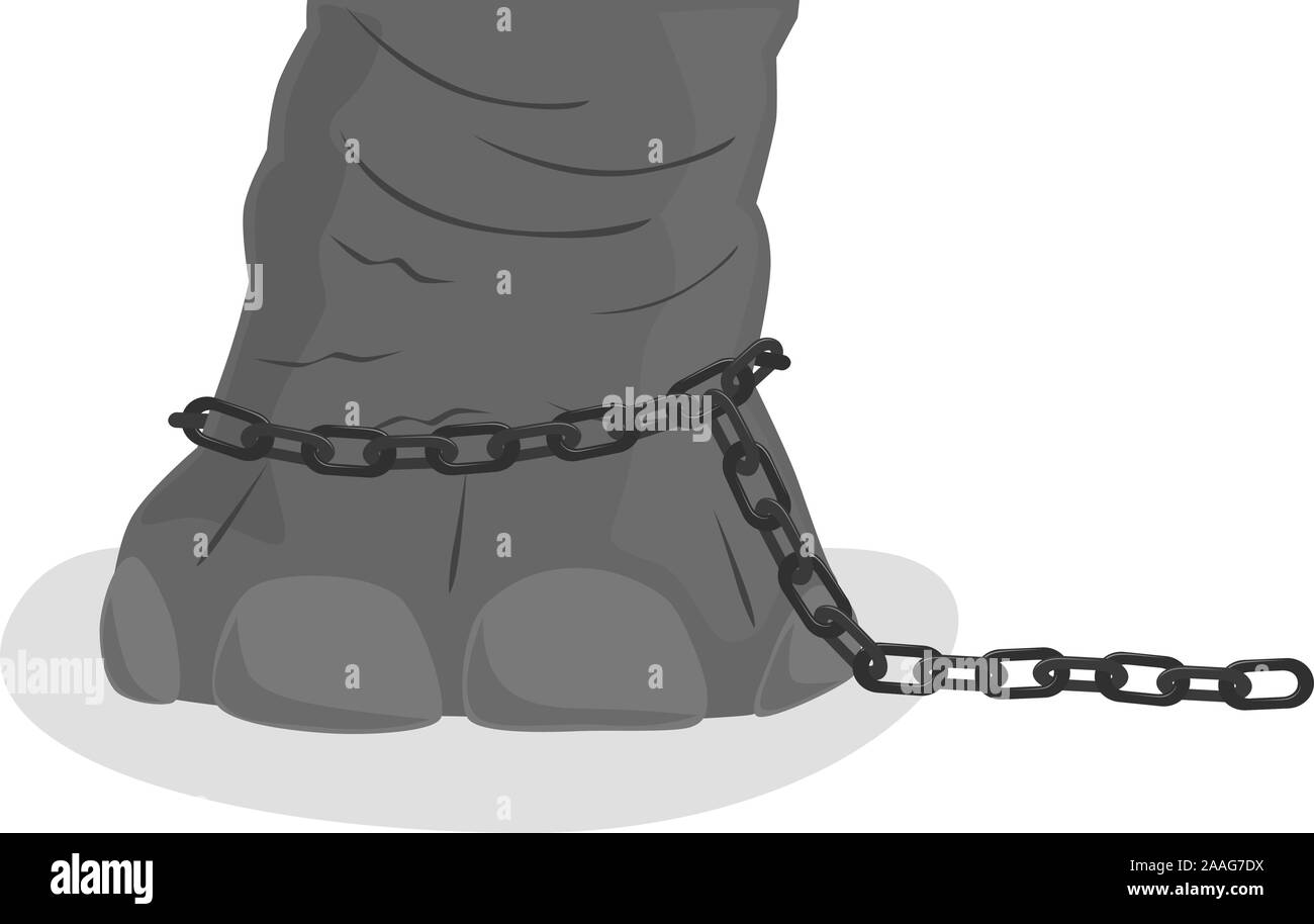 Stop animal cruelty with elephant in chains - grouped vector Stock Vector