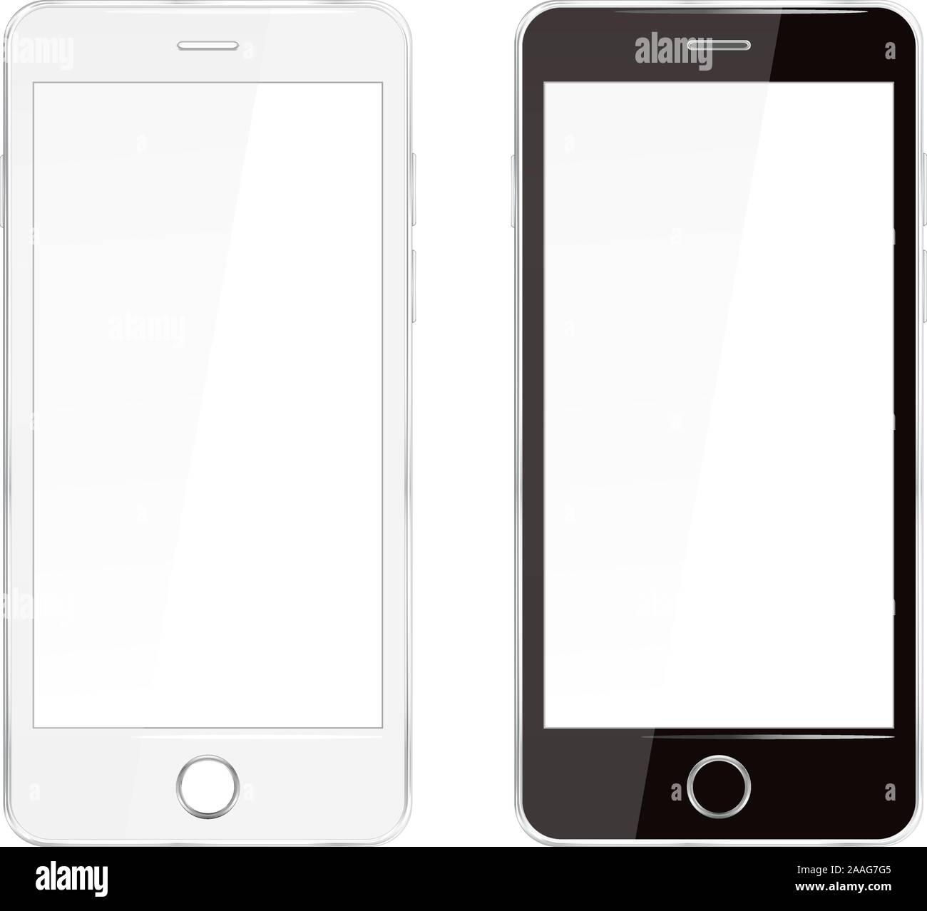 Realistic Cellphone Smartphone Vector of Touchscreen Phone Device - fictitious generic design Stock Vector