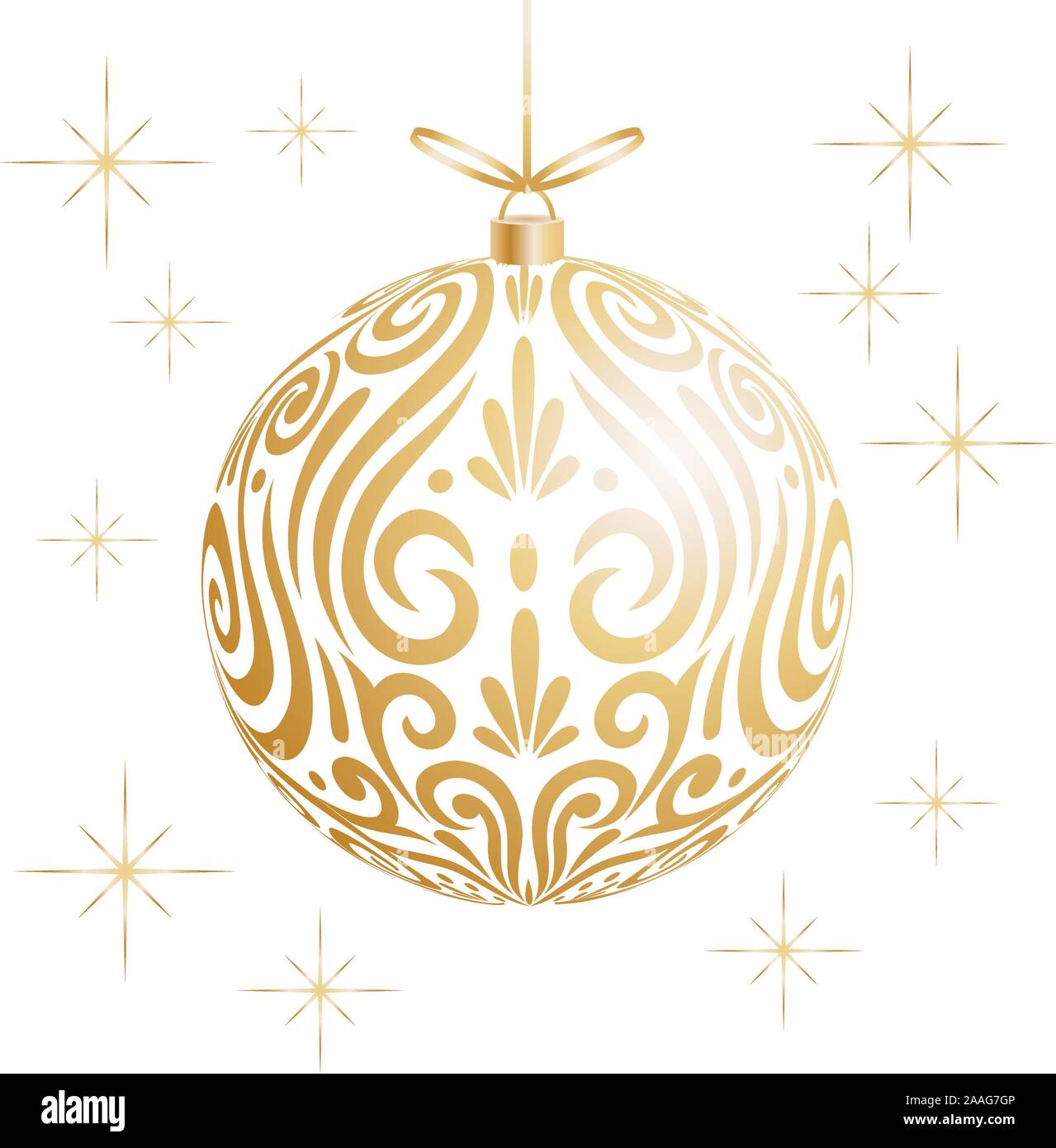 Maori koru gold xmas bauble decoration ball for Christmas tree Grouped and layered vector Stock Vector