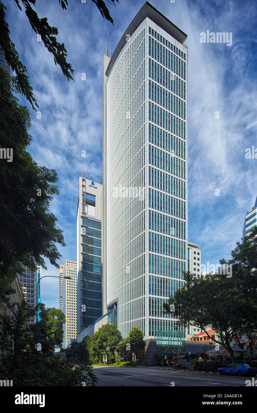 SINGAPORE - JULY 15: SGX Centre located on 2-4 Shenton Way in Singapore on July 15, 2012. Yet another of Singapore's two tower complexes. Also known a Stock Photo