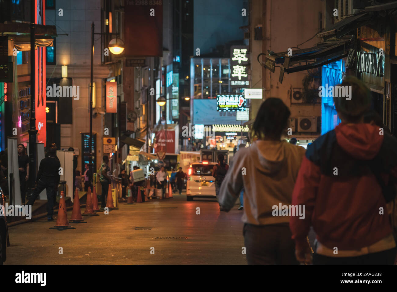 People talking on the street. Lan Kwai Fong a very popular nightlife