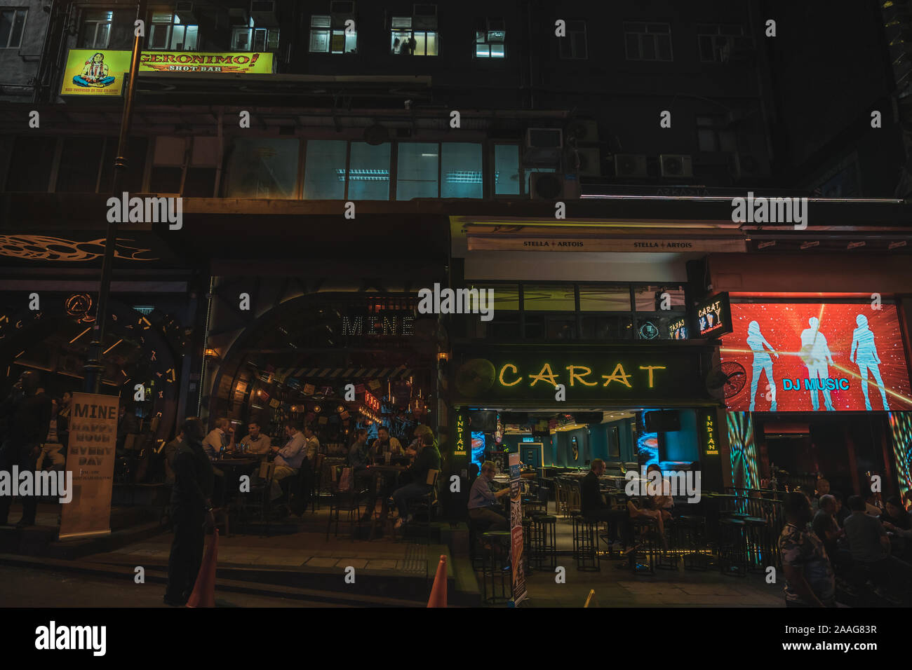People talking on the street. Lan Kwai Fong a very popular nightlife