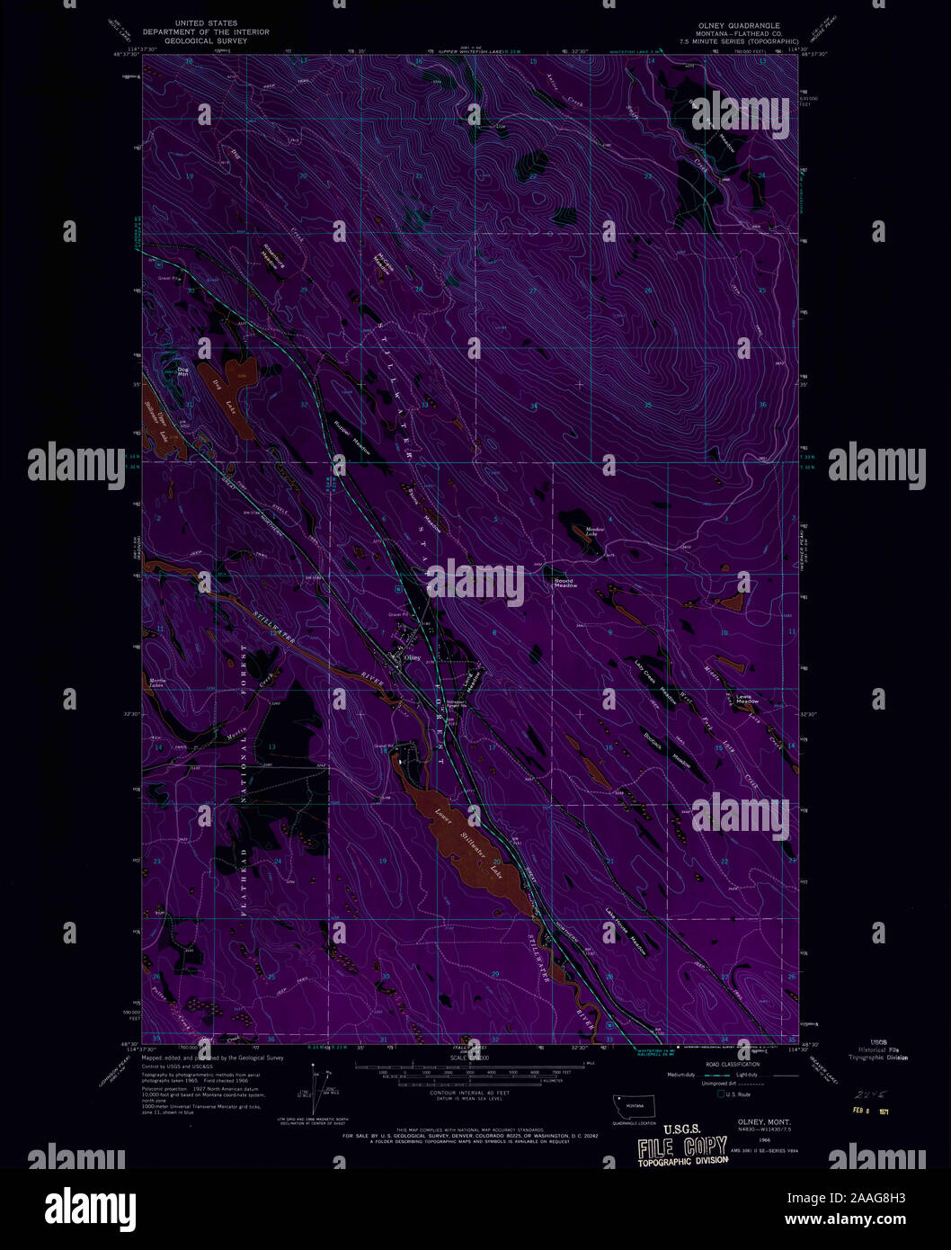 USGS TOPO Map Montana MT Olney 265841 1966 24000 Inverted Restoration