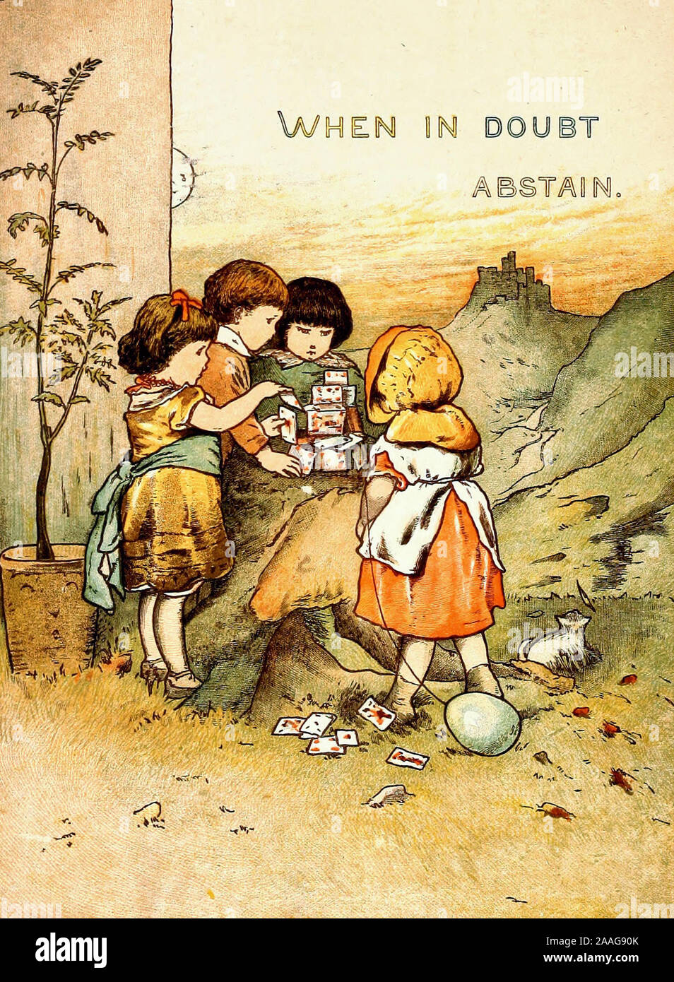 When in doubt abstain - Vintage illustration of an old Proverb Stock Photo