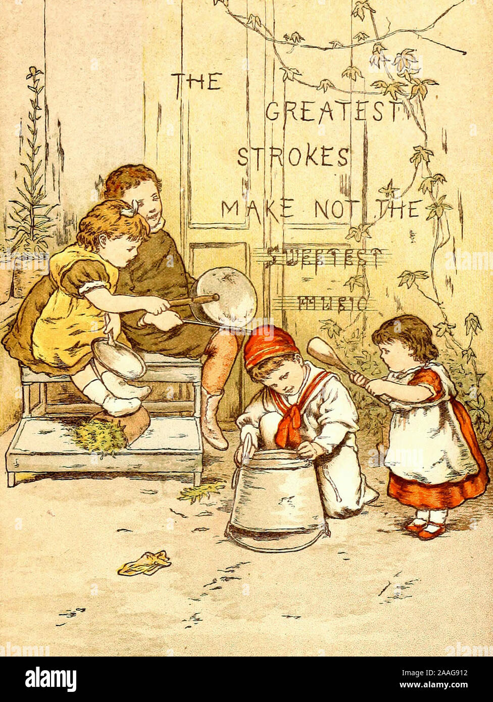 The Greatest Strokes make not the Sweetest Music - A Vintage Illustration of an Old Proverb Stock Photo