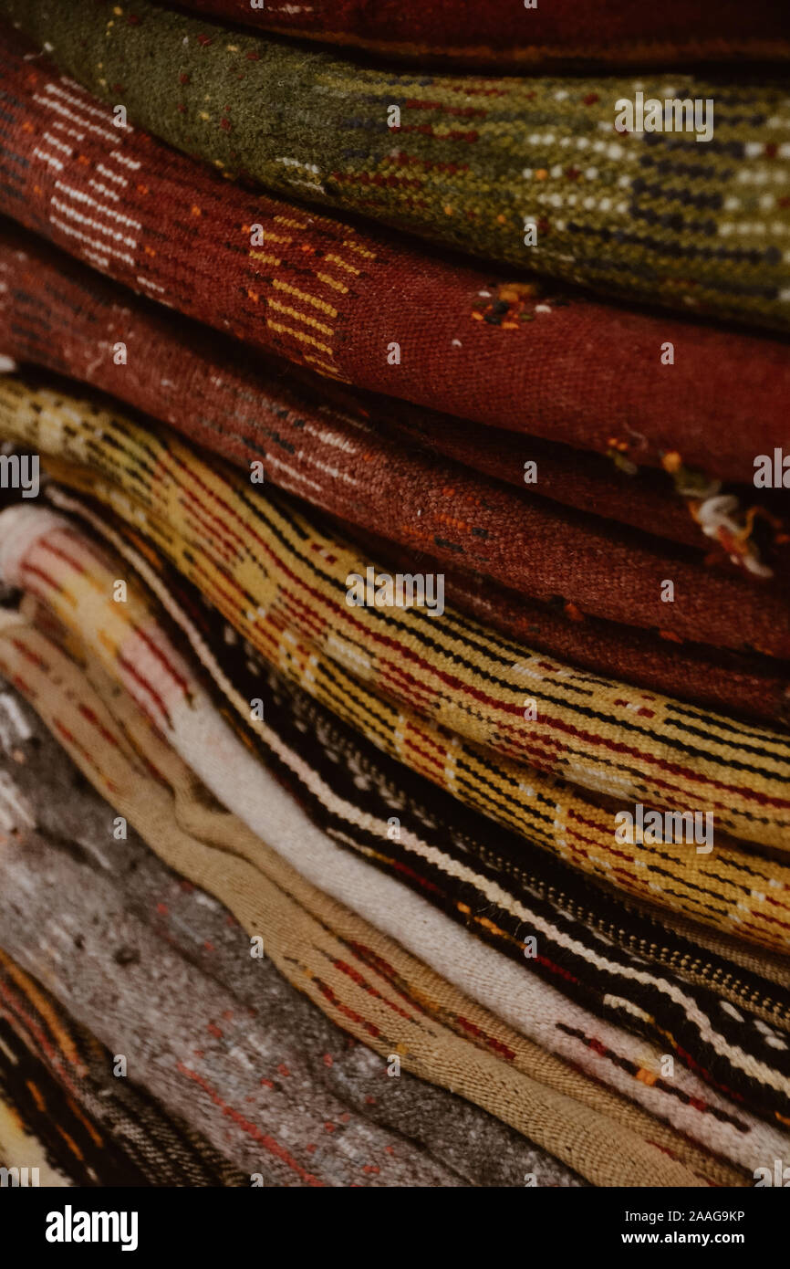 Folded and stacked carpets Stock Photo Alamy