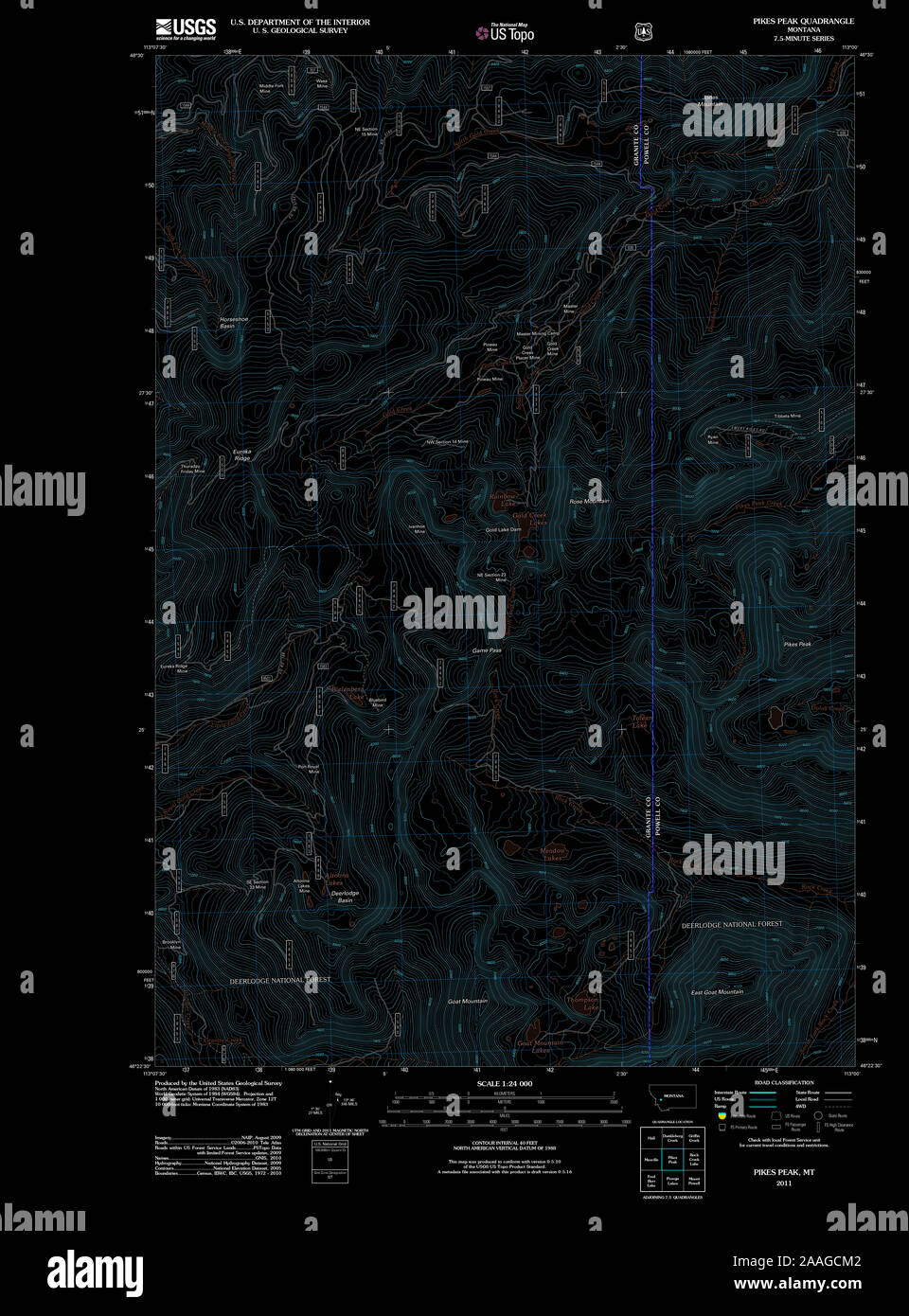 USGS TOPO Map Montana MT Pikes Peak 20110525 TM Inverted Restoration ...