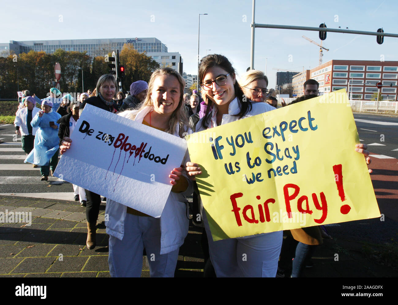 Healthcare workers take part during national hospital strike on