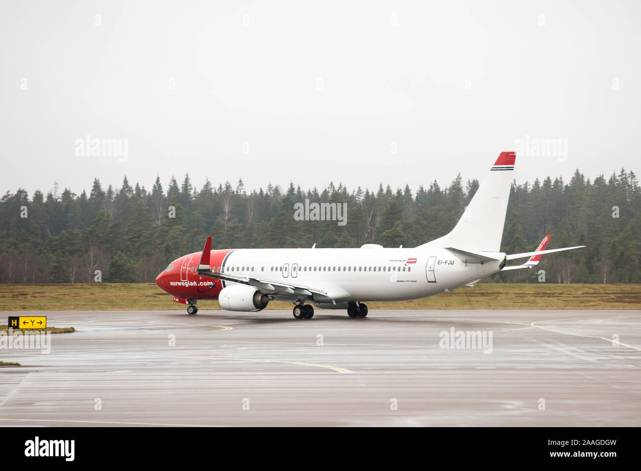 Norwegian Air Shuttle Boeing 737-8JP aircraft with registration EI-FJU seen at Landvetter Airport. Stock Photo