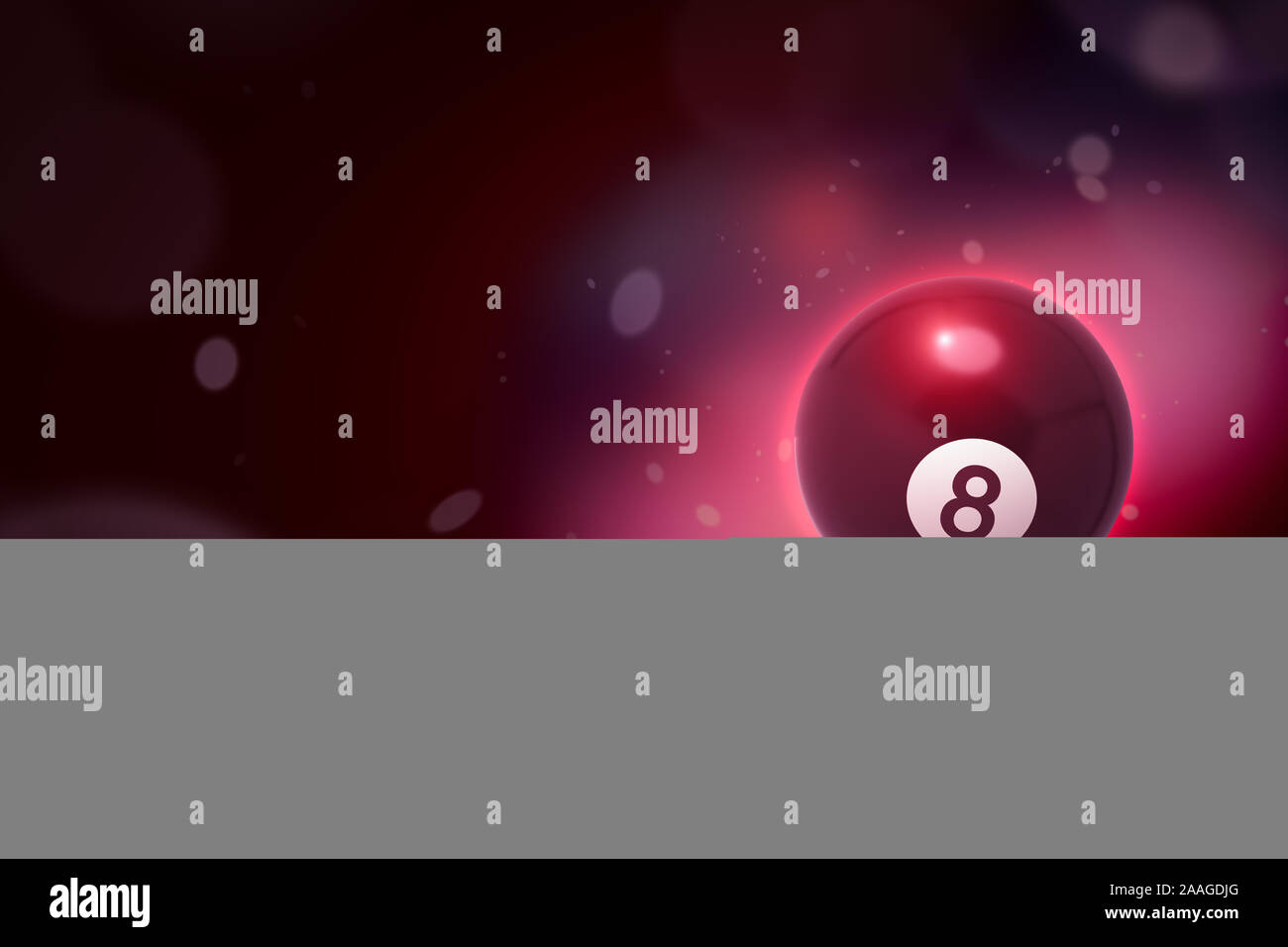 3d rendering of black pool and billiard ball on dark neon background