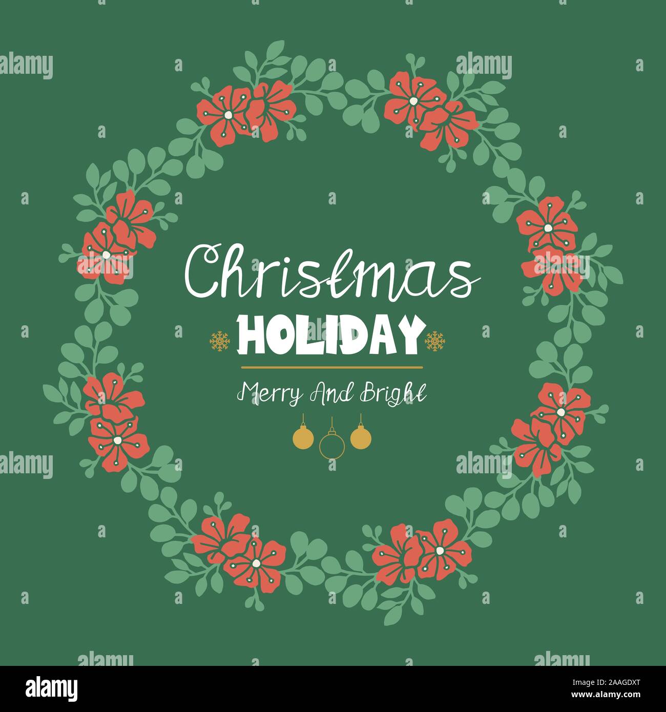 Elegant greeting card of christmas holiday with vintage wreath frame ...