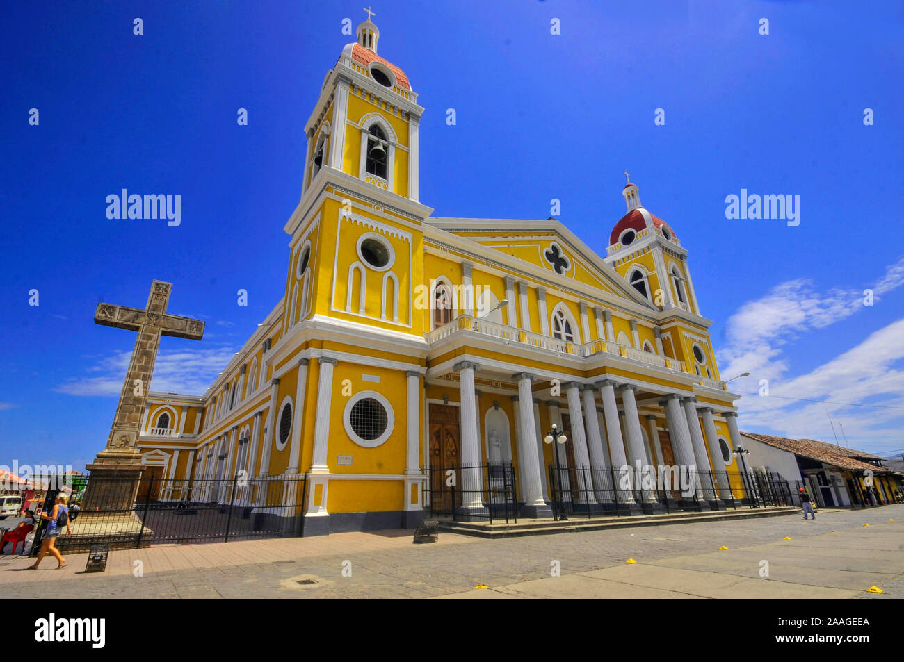 Catedral de la ciudad de Granada, Nicaragua. Arquitectura colonial. Iglesia Católica. Stock Photo