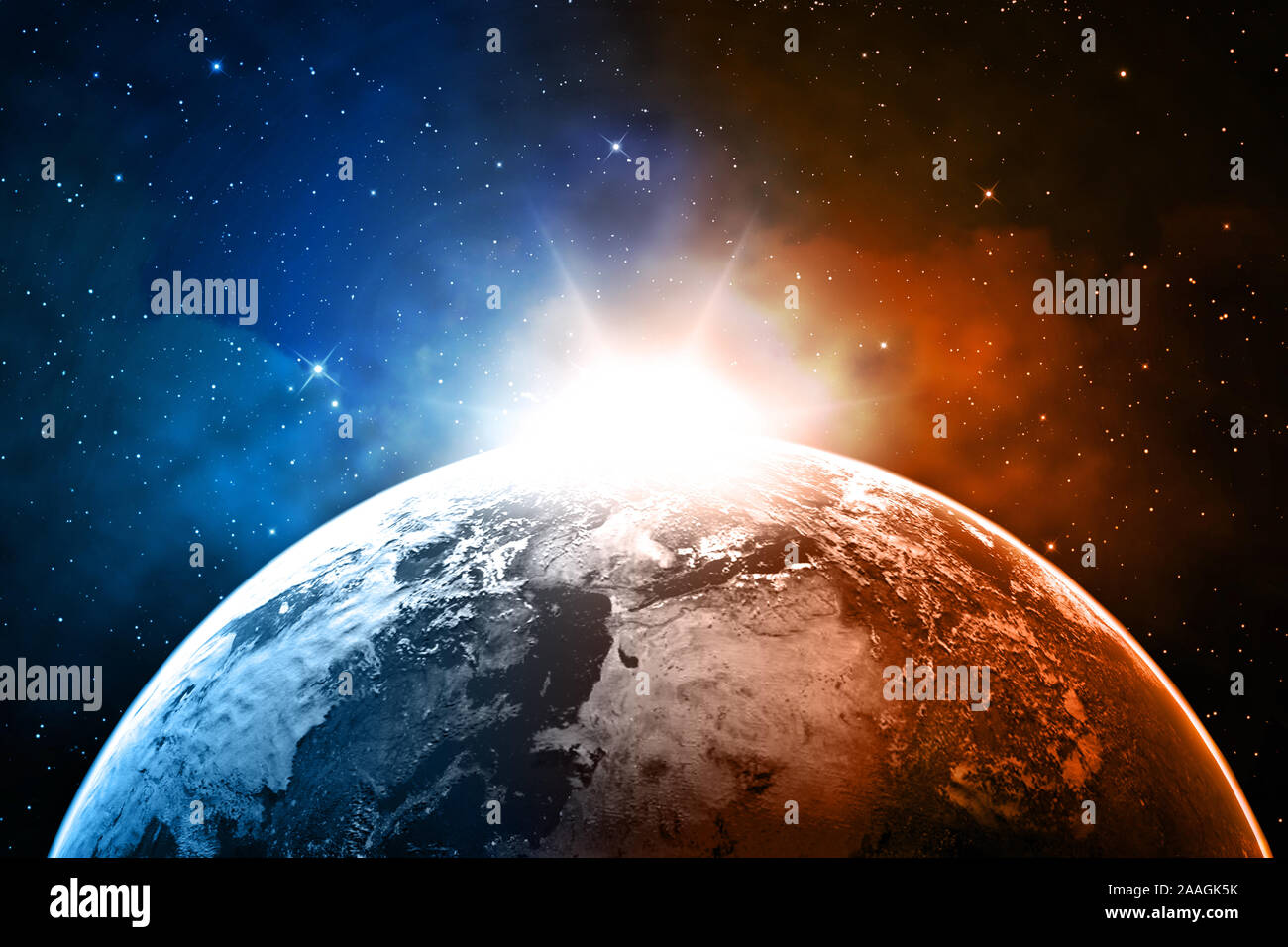 Earth planet viewed from space , 3d render of planet Earth, elements of this image provided by NASA Stock Photo
