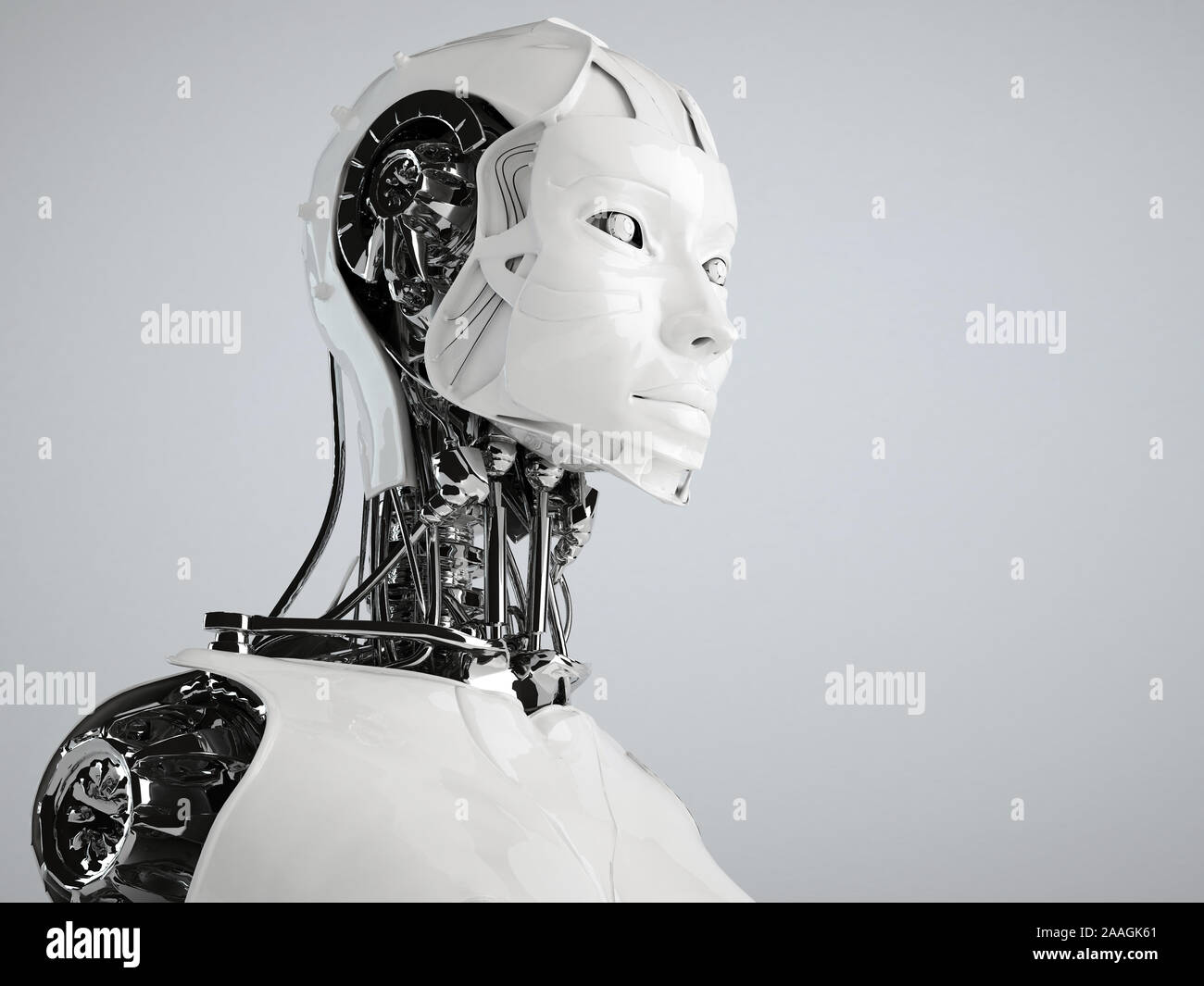 Robot Woman Sci Fi Android Girl Artificial Intelligence Background 3d Render Wallpaper Stock Photo Alamy