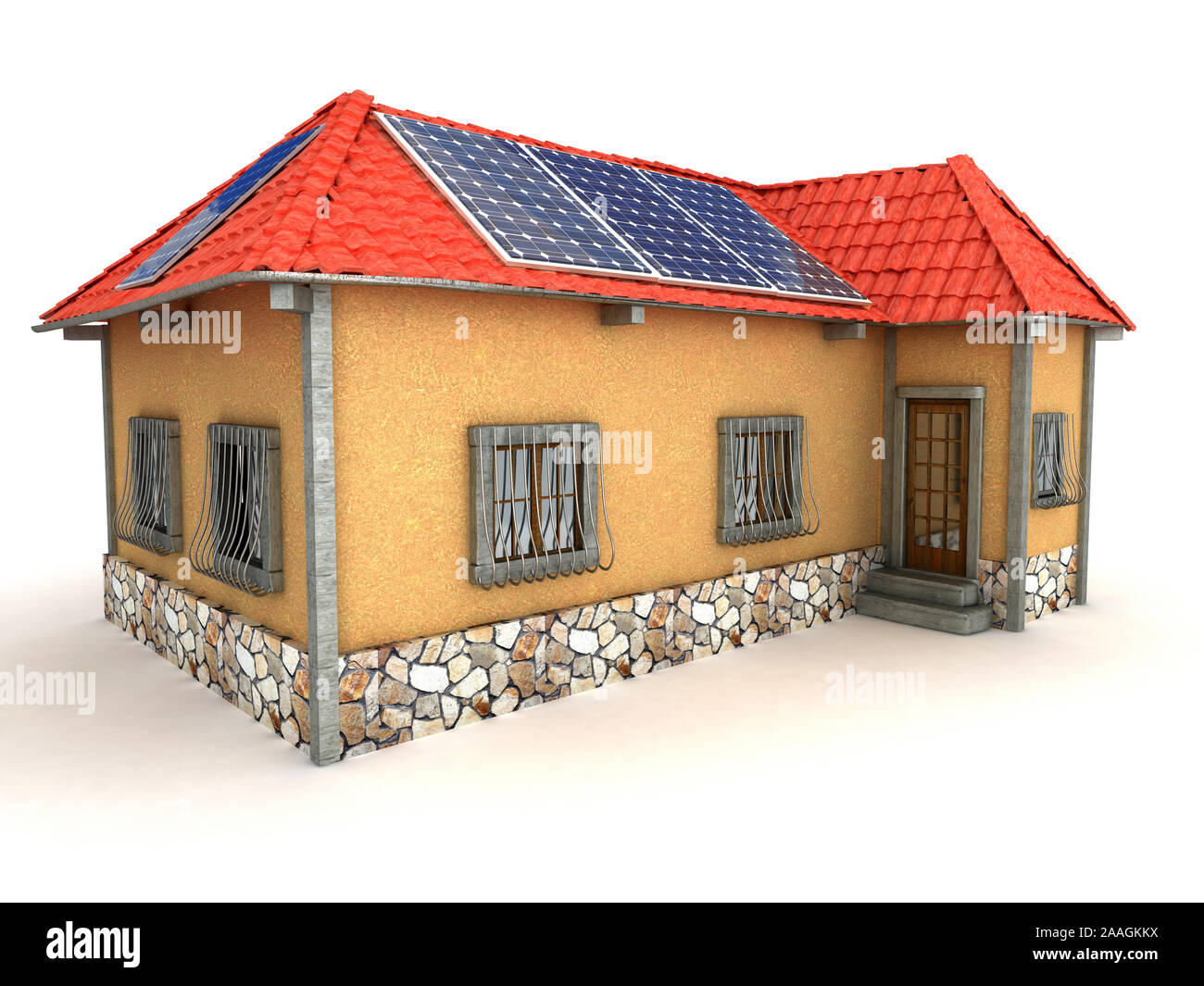 girasol Adaptado autobiografía Home Solar energy - renewable energy concept - solar energy system for  house - 3d render Stock Photo - Alamy
