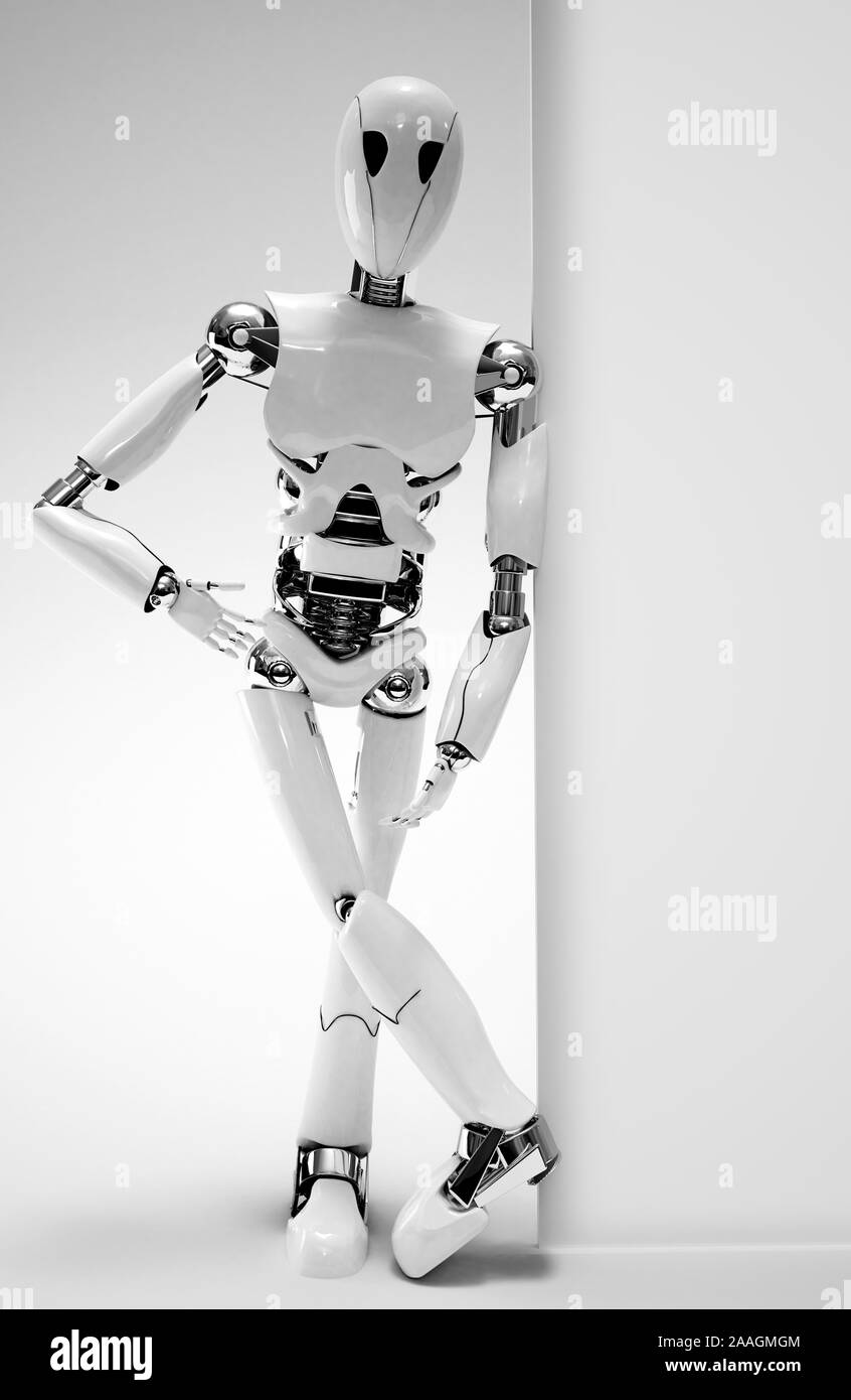 Robot background - 3d render wallpaper Stock Photo