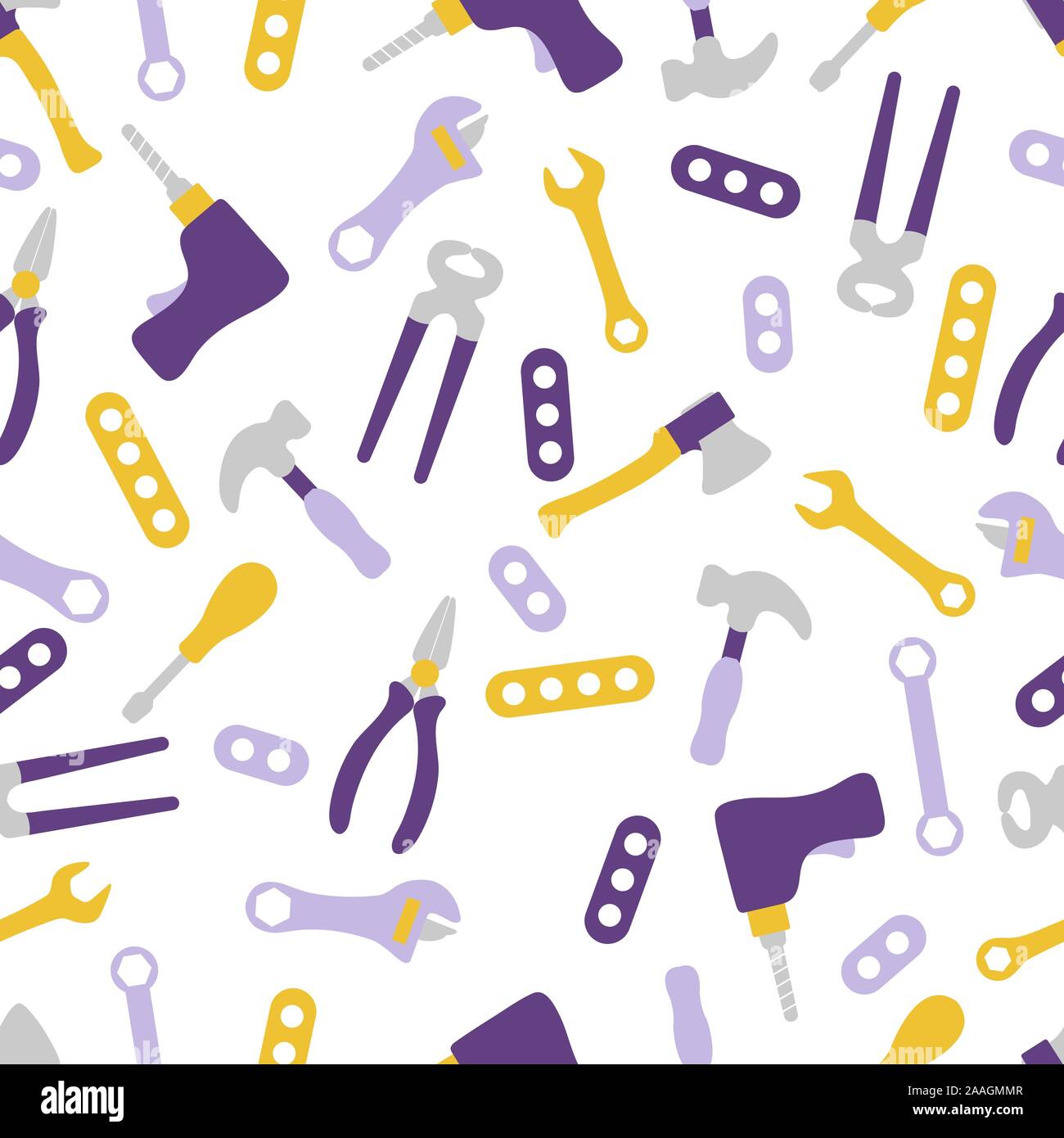 Vector seamless pattern with kid toys Toy tools Hammer, wrench ...