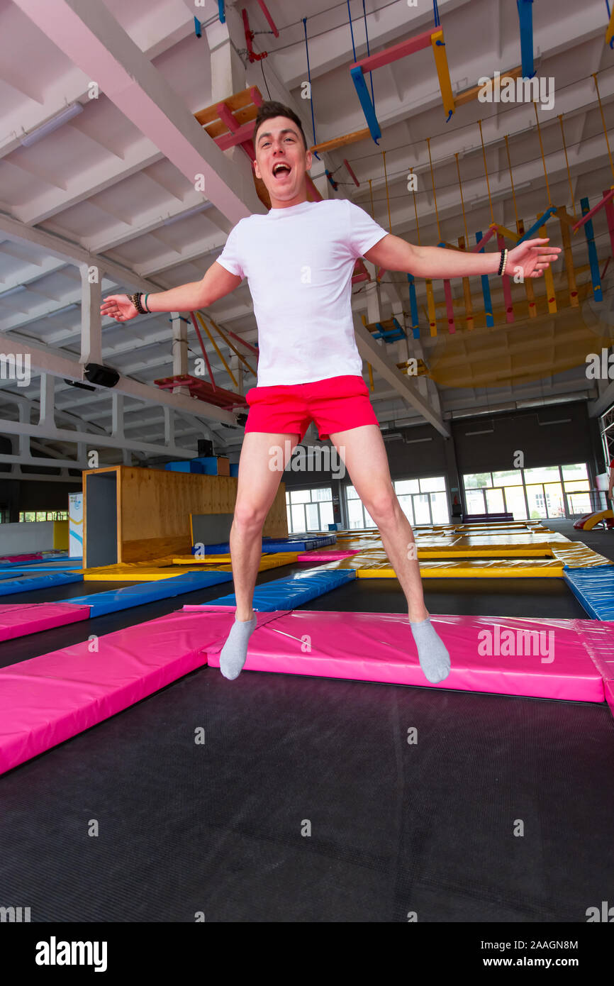 Fitness, fun, leisure and sport activity concept Handsome happy man