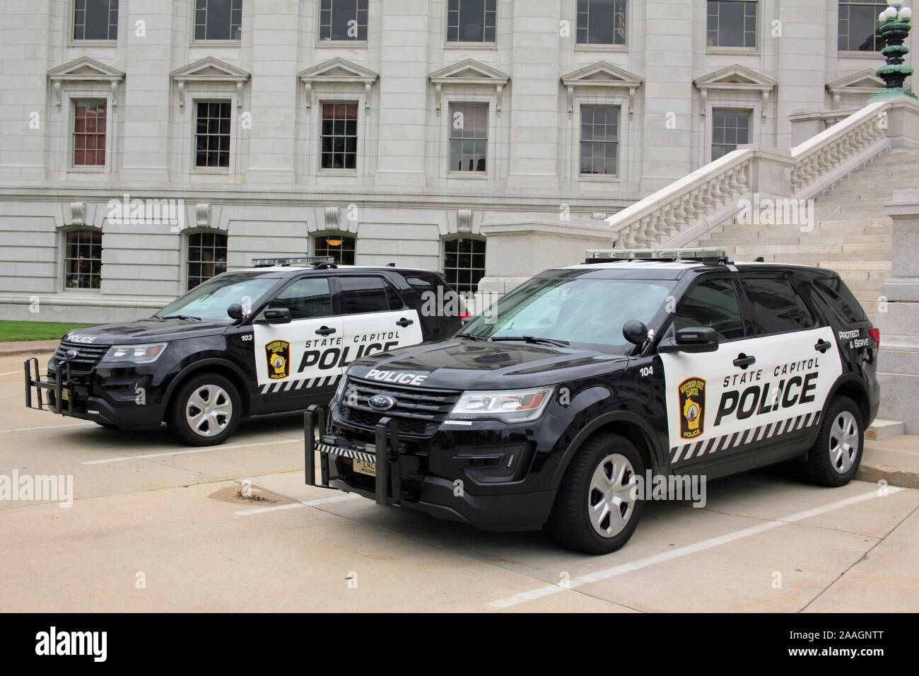 State Capitol Police department vehicles ourside the Wisconsin State