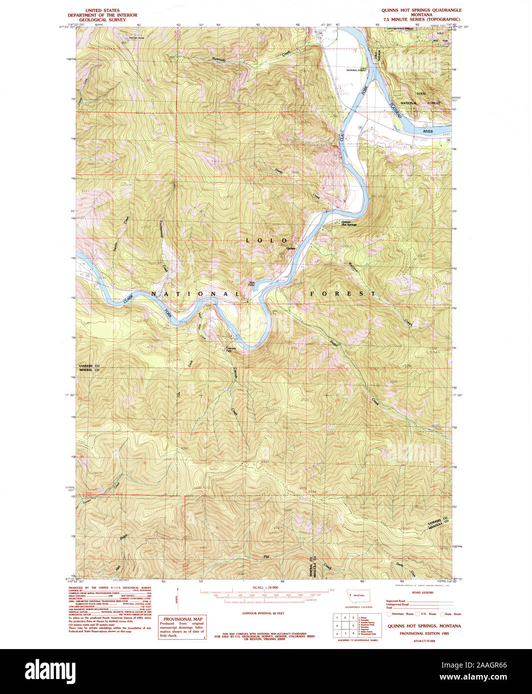 Map of hot springs montana hi-res stock photography and images - Alamy