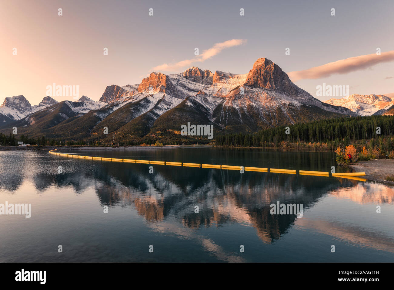Beautiful Mount Lawrence Grassi in Canadian Rockies reflection on