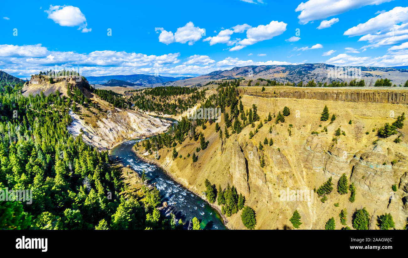 View from Calcite Springs Overlook of the Yellowstone River. At the