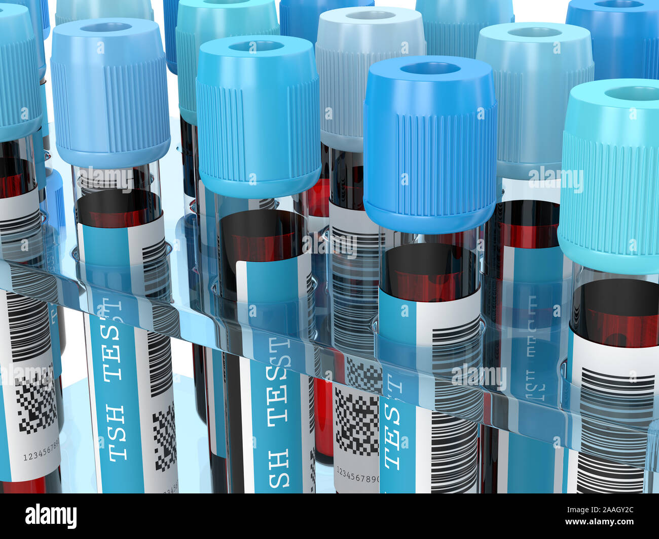 3d render of TSH test blood tubes standing in rack Stock Photo Alamy