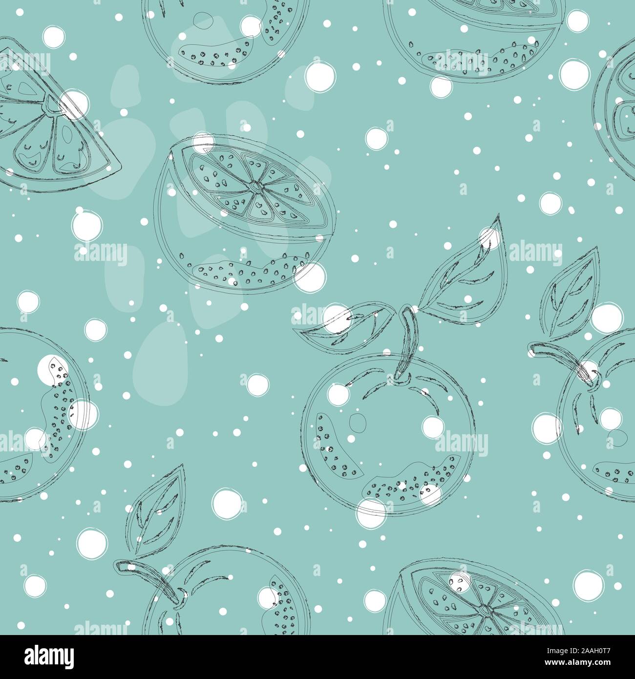 Seamless Pattern with Oranges. Scandinavian Style. Vector Illustration Stock Vector