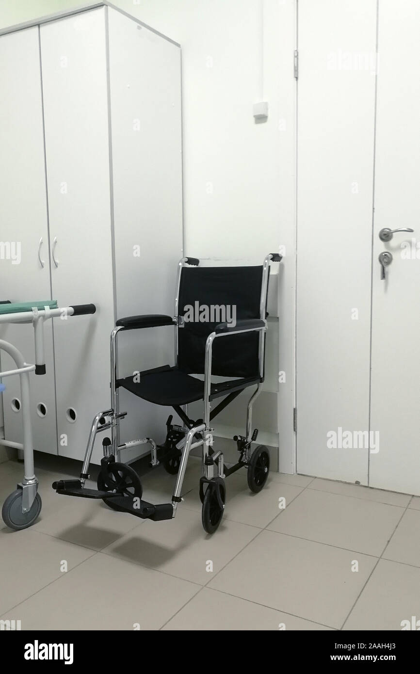 Wheelchair for patients. Selective focus. chair for transporting