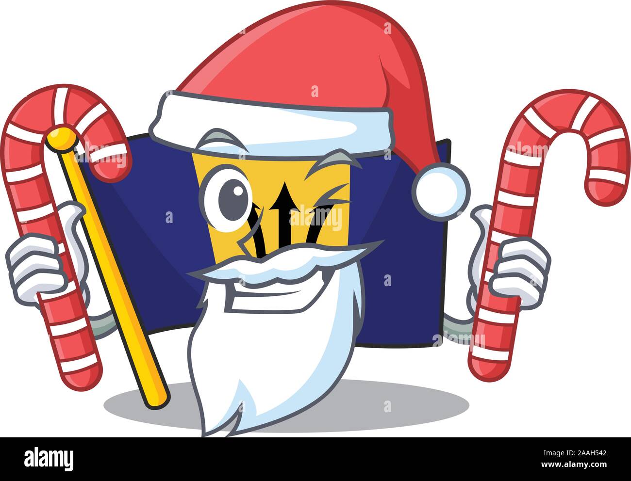 Flag barbados cartoon with in santa bring candy character Stock Vector